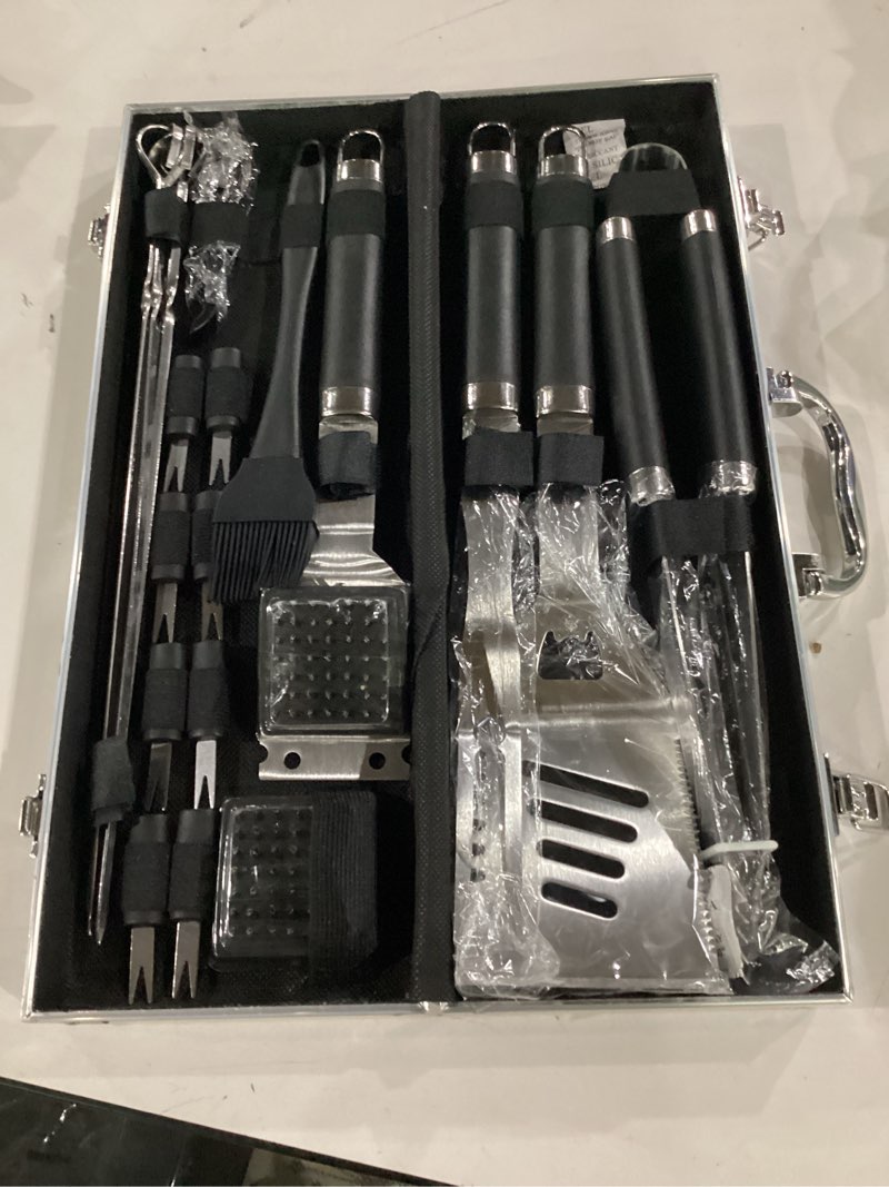 Condition photo showing Good Condition for grilljoy bbq accessories grill tools set - 22pcs stainless steel barbecue grill accessories for outdoor grill with black aluminum case - christmas grilling gifts for men & dad -grill tools kit