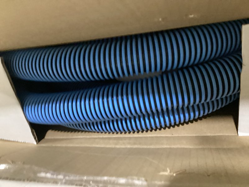 Condition photo showing As Is for poolmaster manual pool vacuum hose, 30 ft x 1-1/2” for inground & above ground pools, not for automatic cleaners, kink-free, heavy duty pool cleaner hose with swivel cuff – made in usa hose 30.0