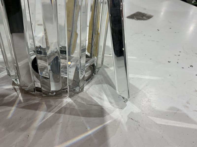 Condition photo showing As Is for style selections 6-in x 5-in cylinder crystal vanity light shade with 2-1/4-in fitter