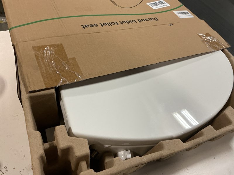 Condition photo showing Good Condition for Raised Bidet Toilet Seat Elongated 18.5" – Soft Close, Dual Self-Cleaning Nozzles, Quick Release & Connect, Sturdy PP, Won't Loosen, Ideal for Seniors, Elderly & Limited Mobility, White Raised Seat with Bidet & Premium