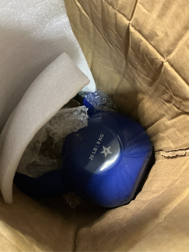 Condition photo showing As Is for Yes4All Kettlebell, 5-100 LB Vinyl Coated Cast Iron Strength Training Kettlebells for Home Gym Exercises, Fitness, Full Body Workout Equipment, Push Ups, and Grip Strength D. 20LB - Dark Blue Vinyl Coated