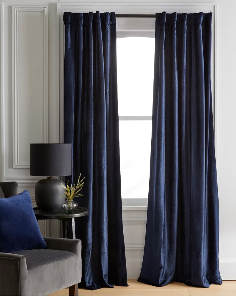 luster velvet room darkening curtain - single panel navy size 48in x 108in