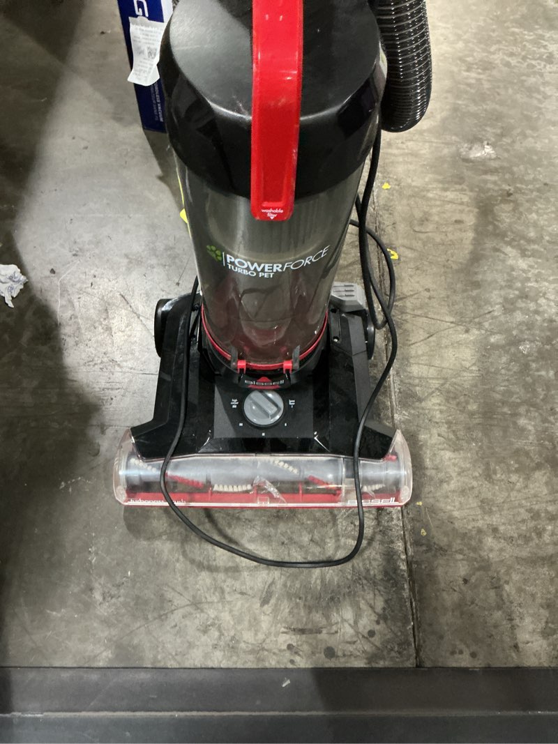 Condition photo showing As Is for dirt devil bagless upright vacuum cleaner, multi-surface extended reach+, pet friendly, above floor cleaning, upholstery tool, ud76330v, black