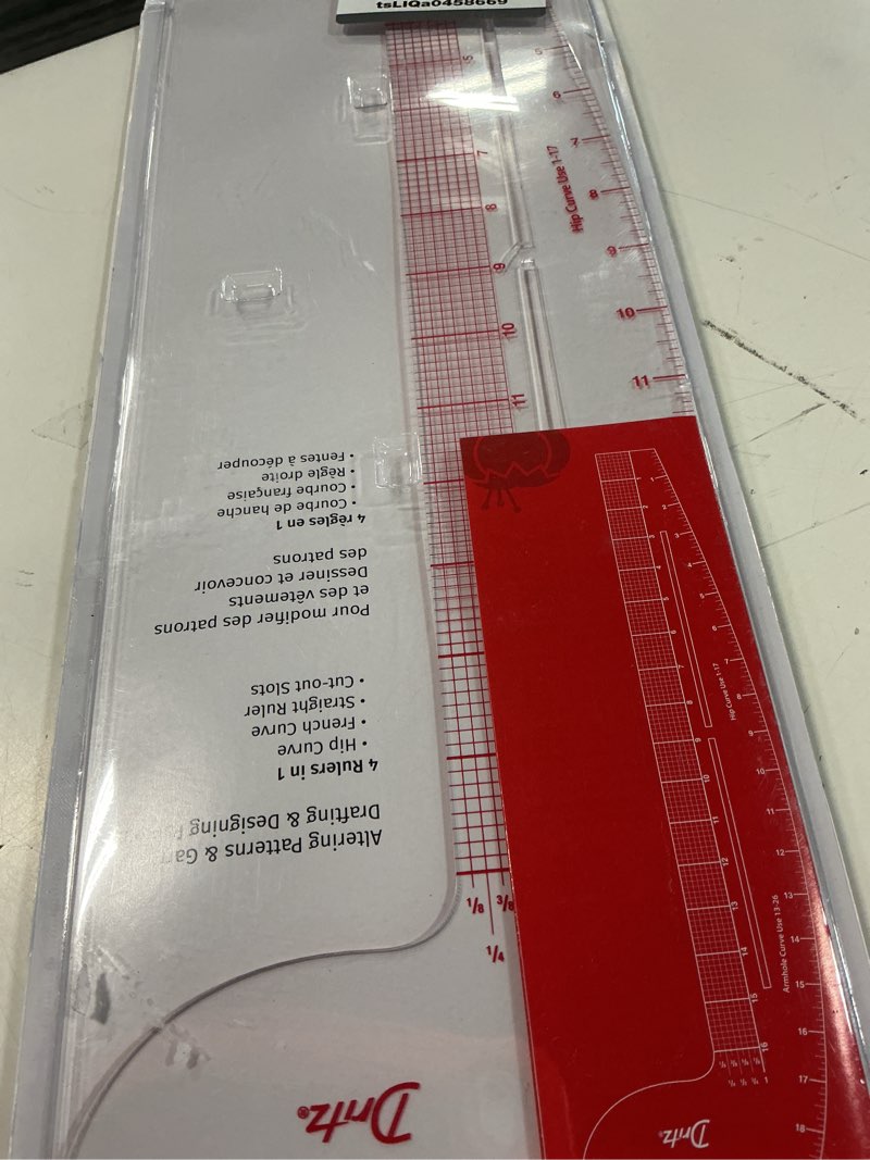 Condition photo showing New/Like New for dritz styling design ruler, curved and straight edge, clear | for sewing, quilting, & crafting projects, 4-in-1 ruler