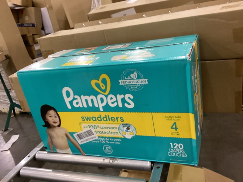 Condition photo showing New/Like New for Pampers Swaddlers Diapers, Size 4 (15-34 lbs), 120 Count, Absorbent, Keeps Baby Dry and Comfortable, Skin Safe Disposable Baby Diaper (Packaging May Vary) Size 4 120