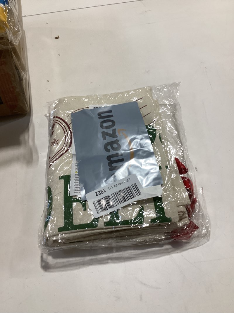 Condition photo showing New/Like New for Skyocean 2 Pack Santa Sacks Christmas Gift Bags Canvas Large 26.8’’ X 19.7’’ with Red Drawstring for Xmas Stockings Stuffers Presents Holder & Party Decorations For Kids (26.8’’ X 19.7’’) Large (26.8" X 19.7")(Pack of 2)