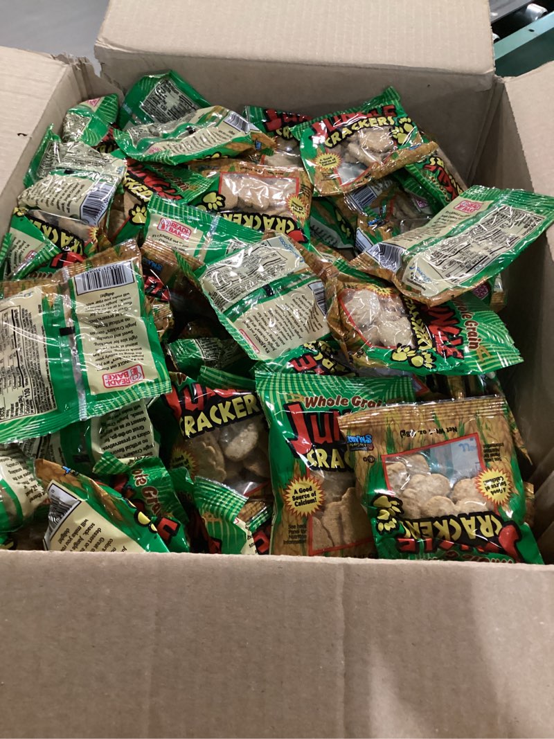 Condition photo showing New/Like New for (no date expiration ) readi-bake benefit whole grain jungle animal cracker snacks, fun-to-eat single serve pouches, no artificial colors or flavors, 1 ounce (pack of 200) jungle crackers 1 ounce (pack of 200)