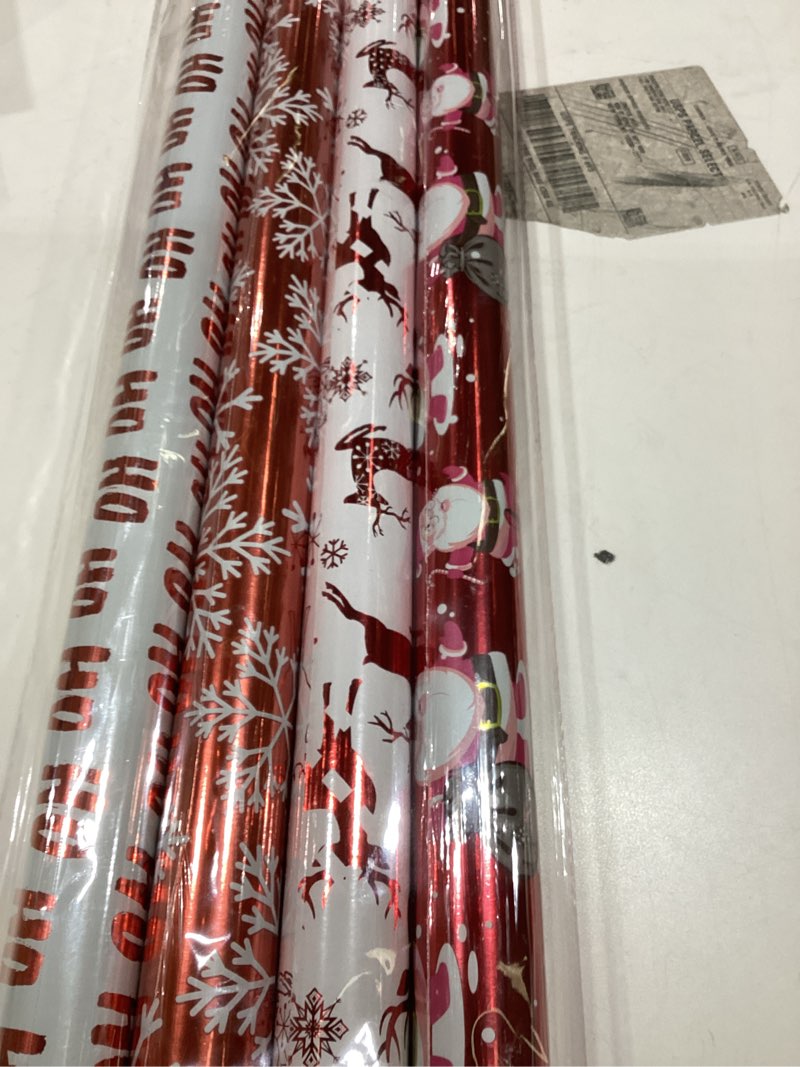 Condition photo showing Good Condition for RUSPEPA Christmas Wrapping paper-Red and White Paper with a metallic foil shine-Christmas Elements Collection-4 Roll-30Inch X 10Feet Per Roll