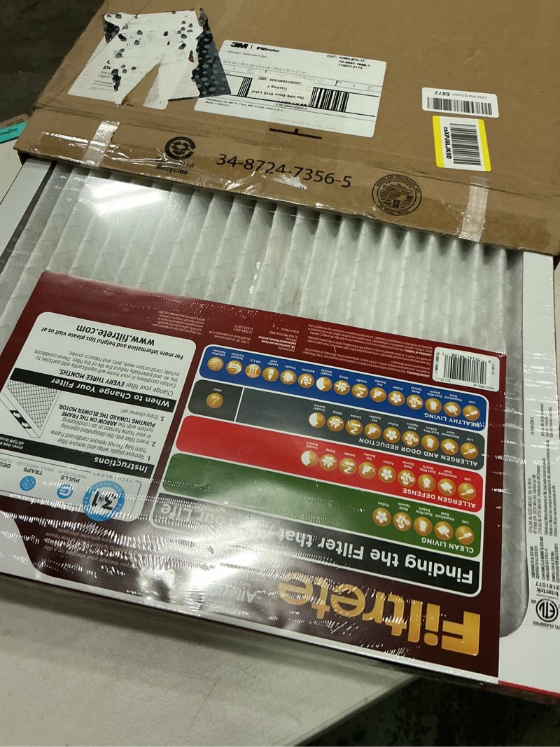 Condition photo showing New/Like New for filtrete 20x25x1 ac furnace air filter, merv 11, mpr 1000, micro allergen defense, 3-month pleated 1-inch electrostatic air cleaning filter, 2 pack (actual size 19.688 x 24.688 x 0.84 in)