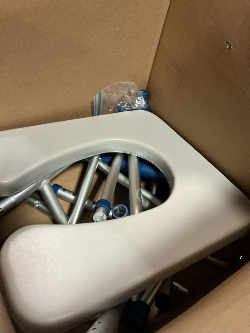 Condition photo showing As Is for HOMEAL Raised Toilet Seat with Handles, Heavy-Duty 3-in-1 Bedside Commode Chair for Seniors, Supports 450LBS, Adjustable Toilet Seat Riser with Safety Frame and Arms for Bathroom Assistance With Commode Grey