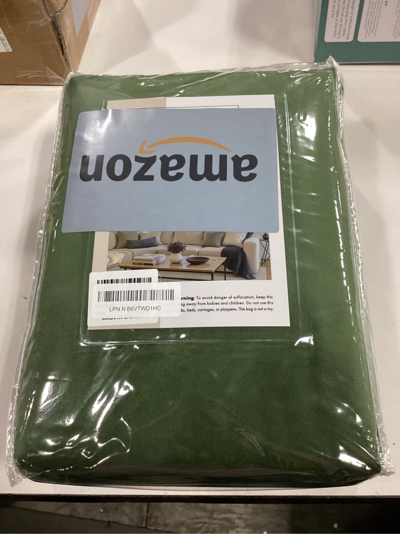 Condition photo showing New/Like New for MIULEE Olive Green Velvet Curtains 84 inches Long, Pinch Pleated Blackout Drapes with Hooks, Thermal Insulated Pinch Pleat Panels for Bedroom Living Room, 2 Panels 40"W x 84"L (Pack of 2) Olive Green