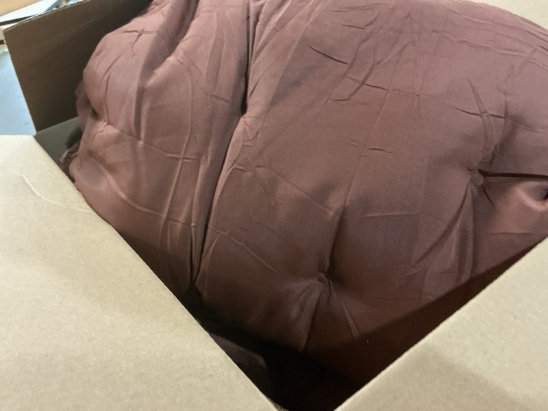 Condition photo showing As Is for outdoor/indoor swing replacement cushion, 2 or 3 seats bench cushions with backrest, thicken 4" recliner seat pad for garden/patio, waterproof premium tufted cushion with ties(brown-60x40x4in) brown 60x40x4in