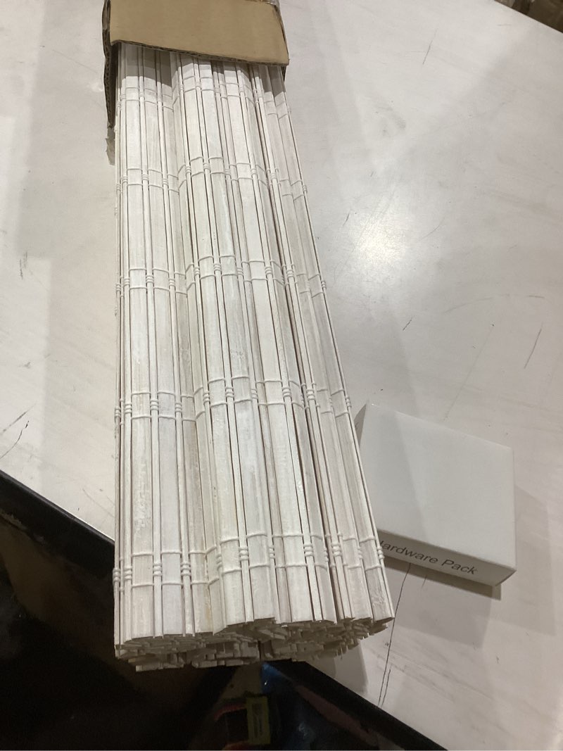Condition photo showing Good Condition for seeye cordless bamboo blinds shades, light filtering bamboo roller shades natural roman blind shade, roll up blind for windows, easy to install for door, bedroom, 29" w x 64" h,natural white 29"w x 64"h