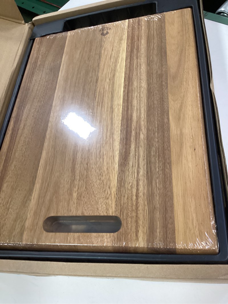 Condition photo showing New/Like New for YSTKC Acacia Wood Cutting Boards Set of 3 PCS for Kitchen, Large Wooden Cutting Board Set with Handle, Thick Chopping Board, Butcher Block Wooden Trays for Meat, Fruit Vegetable and Cheese