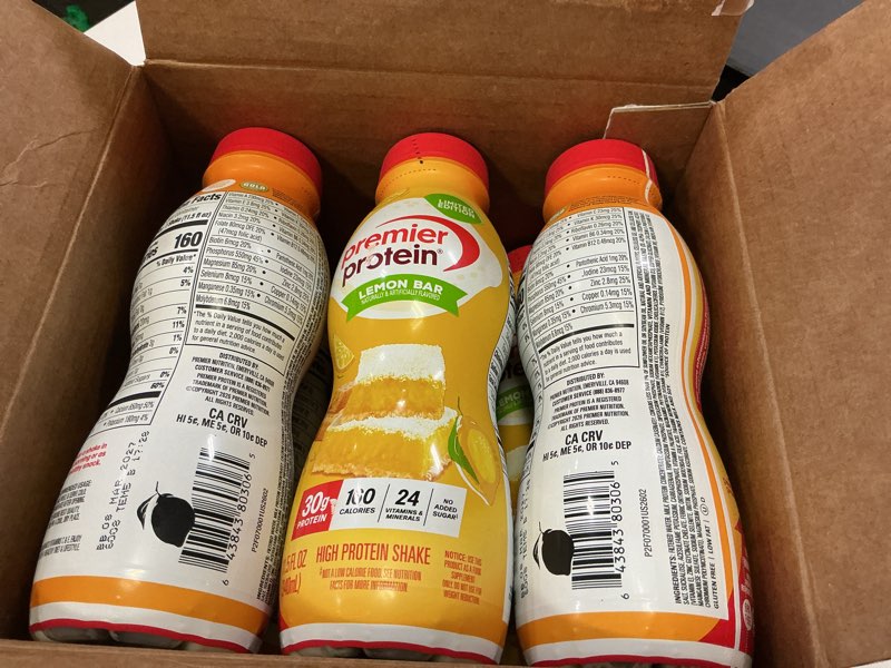 Condition photo showing New/Like New for (bbd :08/mar/2027 )) premier protein nutritional shake - lemon bar - 11.5 fl oz/12ct