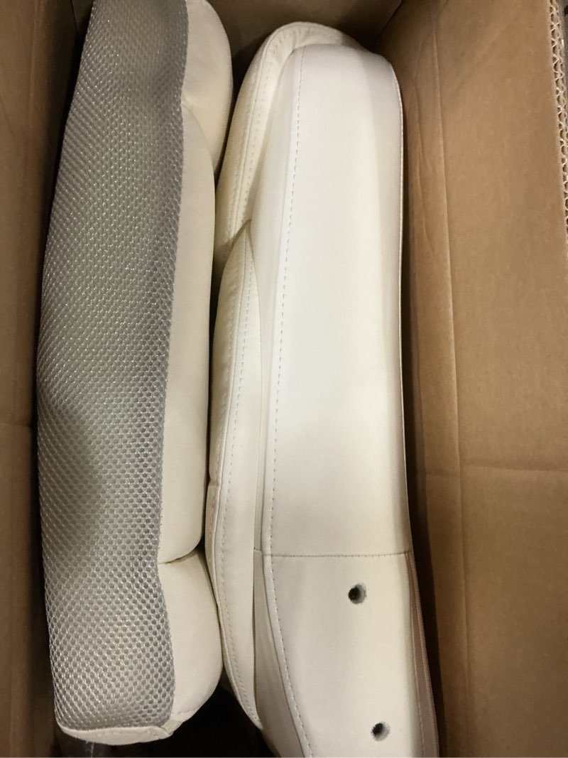 Condition photo showing Good Condition for amazon basics classic puresoft pu padded mid-back office chair with armrest, height adjustable, easy to assemble, 26"d x 23.75"w x 42"h, cream