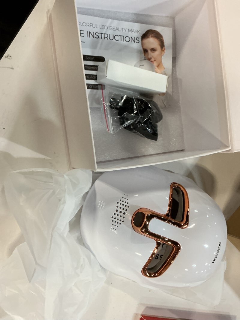 Condition photo showing As Is for Red Light Therapy for Face, Led Face Mask Light Therapy, Anti-Aging Infrared Therapy for Wrinkles, Fine Lines, 7-1 Colors LED Facial Skin Care Mask, Gold