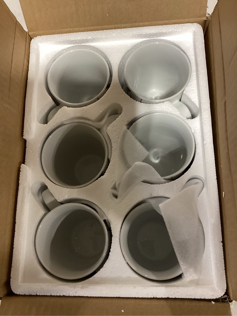 Condition photo showing Good Condition for veweet ceramic coffee mugs set of 6, 11 oz coffee cups set with handle, white mugs set porcelain cup set for kitchen, microwave dishwasher safe, series fiona fiona 11 oz (set of 6)