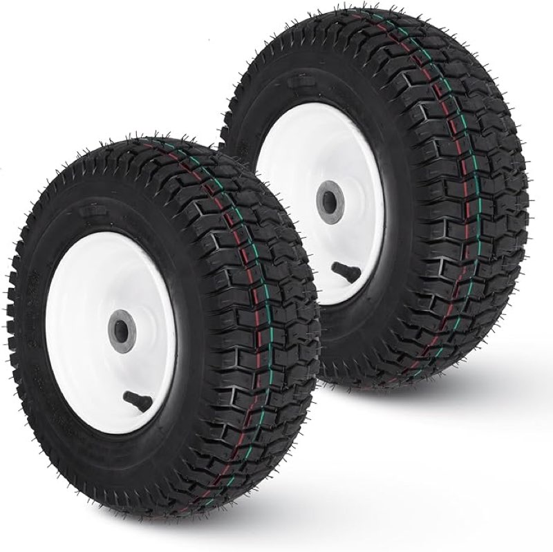 new air filled lawn mower tires on whee greased bushing turf tire pneumatic 4pr with tube for garden mowers tractors (2 pack) 16x16.50-8)