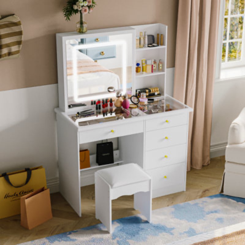 incomplete 39.4'' Wide Vanity Set With Glass Table Top