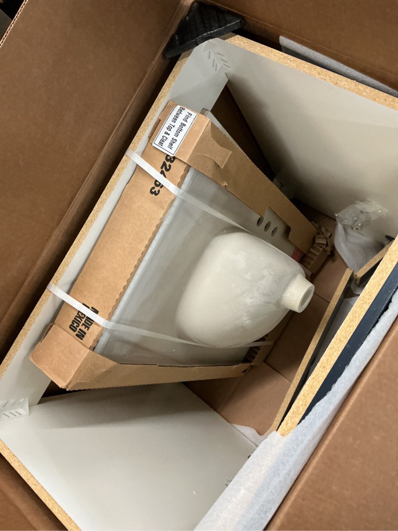 Condition photo showing As Is for project source 30-in deep blue single sink bathroom vanity with white cultured marble top