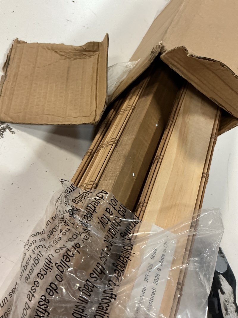 Condition photo showing Good Condition for LazBlinds No Tools No Drill Cordless Bamboo Roman Shades, Light Filtering Window Treatment, Roll Up Bamboo Blinds for Windows 29'' W x 64'' H, Dali Native Light Filtering-dali Native 29" W x 64" H