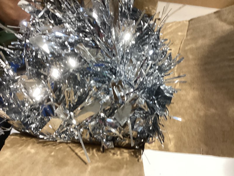 Condition photo showing Good Condition for decora 33 feet silver tinsel garland, christmas metallic hanging tinsel garland for xmas tree home and party decoration