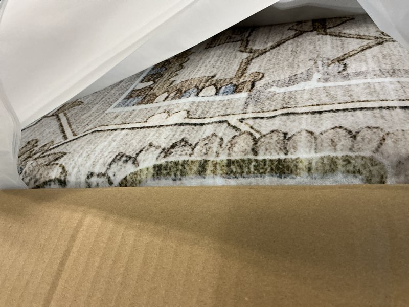 Condition photo showing New/Like New for area rugs for living room - 9x12, boho non-slip low pile carpet machine washable rugs for bedroom of