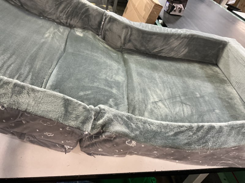 Condition photo showing Good Condition for umoving portable toddler travel bed - foldable soft foam floor crib, gery | portable toddler floor bed with washable cover, built-in safety rails, no assembly, compact for travel & home use
