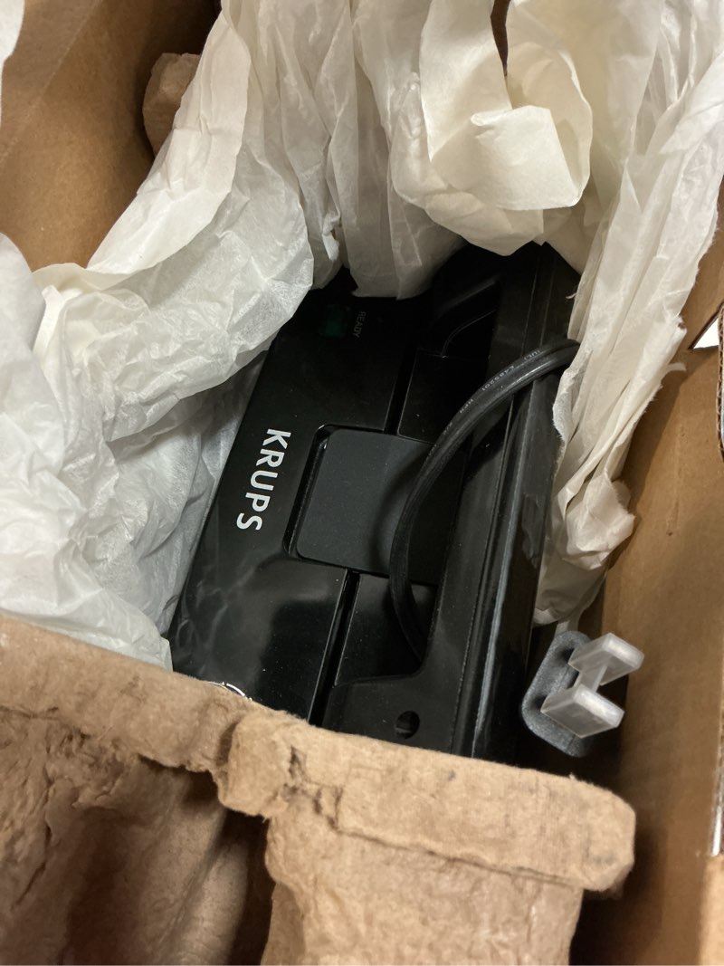 Condition photo showing Good Condition for krups 4-slice belgian waffle maker: stainless steel, 5 browning levels, audible ready beep, removable plates, 1200w, silver/black - perfect for family breakfasts