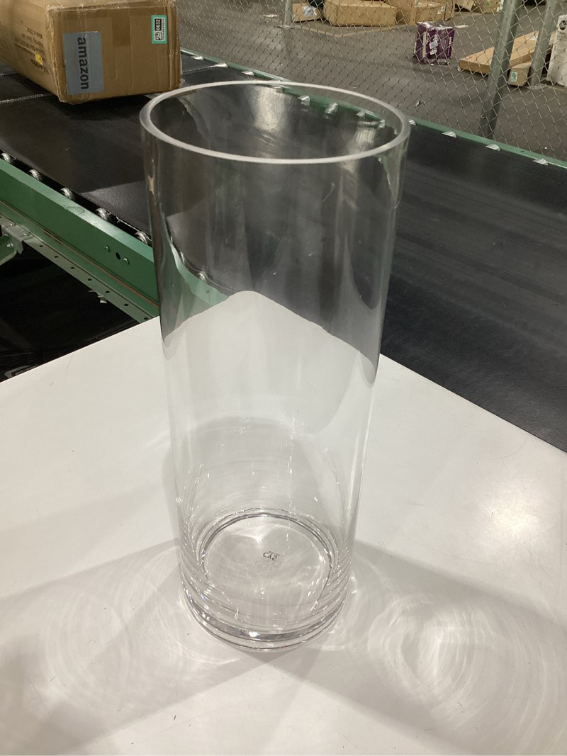 Condition photo showing New/Like New for cys excel cylinder clear glass vase (h-16" d-6") | multiple size choices glass flower vase centerpieces | hurricane floating candle holder vase