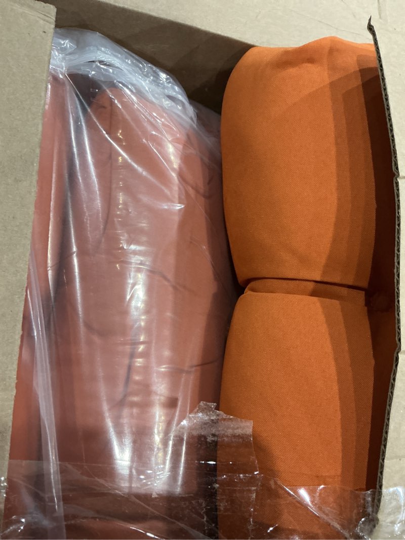 Condition photo showing Good Condition for marsui 4 pcs outdoor indoor high back chair cushions patio furniture tufted pillow with ties water-resistant replacement outdoor rocking chair cushions, 42 x 21 inches (orange,solid color) 4 orange solid color