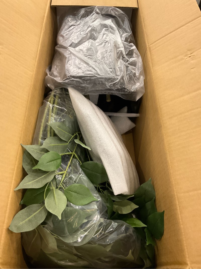 Condition photo showing New/Like New for Artificial Ficus Tree 5FT - Faux Plant with Black Diamond Planter - Tall Fake Tropical Ficus Floor Plant Potted - Artificial Silk Tree for Home Office Living Room Decor Indoor