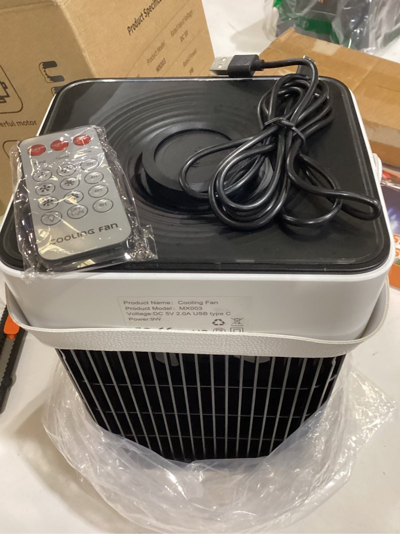 Condition photo showing Good Condition for portable air conditioner, upgraded motor evaporative air cooler with remote, 3 speeds & 3 mist, 7 color night light cooling fan with 2-8h timer, 1100ml personal ac unit for bedroom office black-white