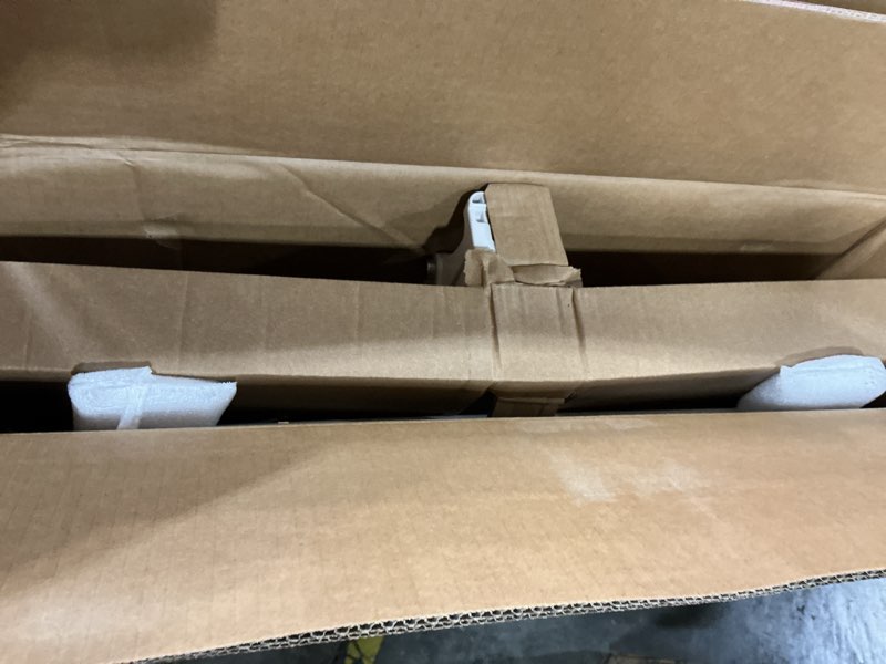 Condition photo showing New/Like New for 25 Inch Mobile Folding Desk - No Assembly Pneumatic Sit-Stand Desk, 29-42" Height Adjustable Rolling Laptop Desk with Hidden Wheels, 0-90° Tilt Top for Home Office, Craft & Study White