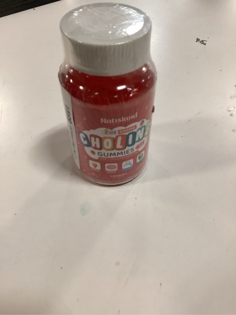 Condition photo showing New/Like New for choline gummies for kids & adults, choline supplements 500mg with dha, phosphatidylserine for brain health, focus, immune support, sugar-free, vegan, strawberry flavor, 60 gummies 1