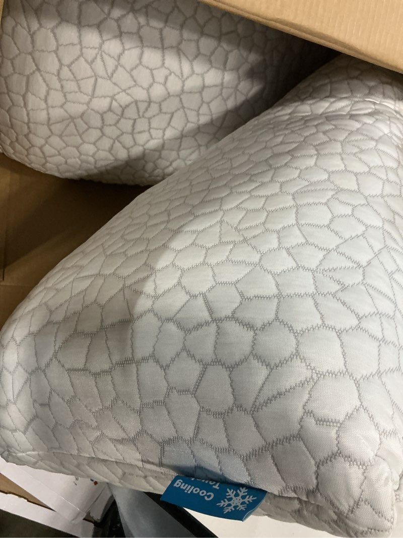 Condition photo showing Good Condition for qutool cooling pillow for sleeping 2 pack, luxury shredded memory foam bed queen pillows set of 2, cool pillow for hot sleepers adjustable firm pillow for side, back, stomach sleepers soft yet support white-cooling basic queen(2 pack)-20'*30'