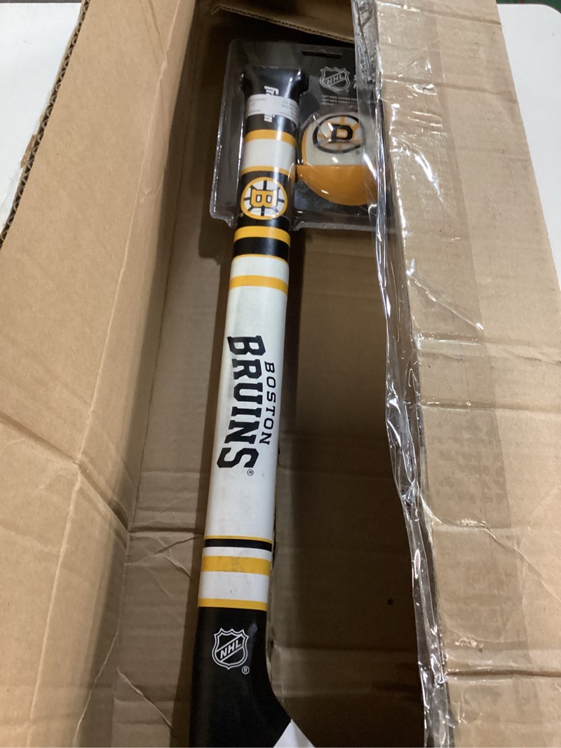 Condition photo showing As Is for franklin sports nhl team mini soft hockey stick set - nhl team soft foam mini hockey stick and ball - great toy for kids boston bruins