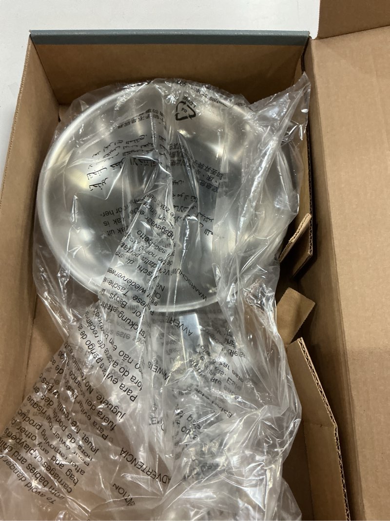 Condition photo showing New/Like New for all-clad d3 10 inch stainless steel frying pan, 3-ply stainless steel pan, induction, oven broiler safe 600f skillet, professional cookware, silver stainless steel 10 inch fry pan