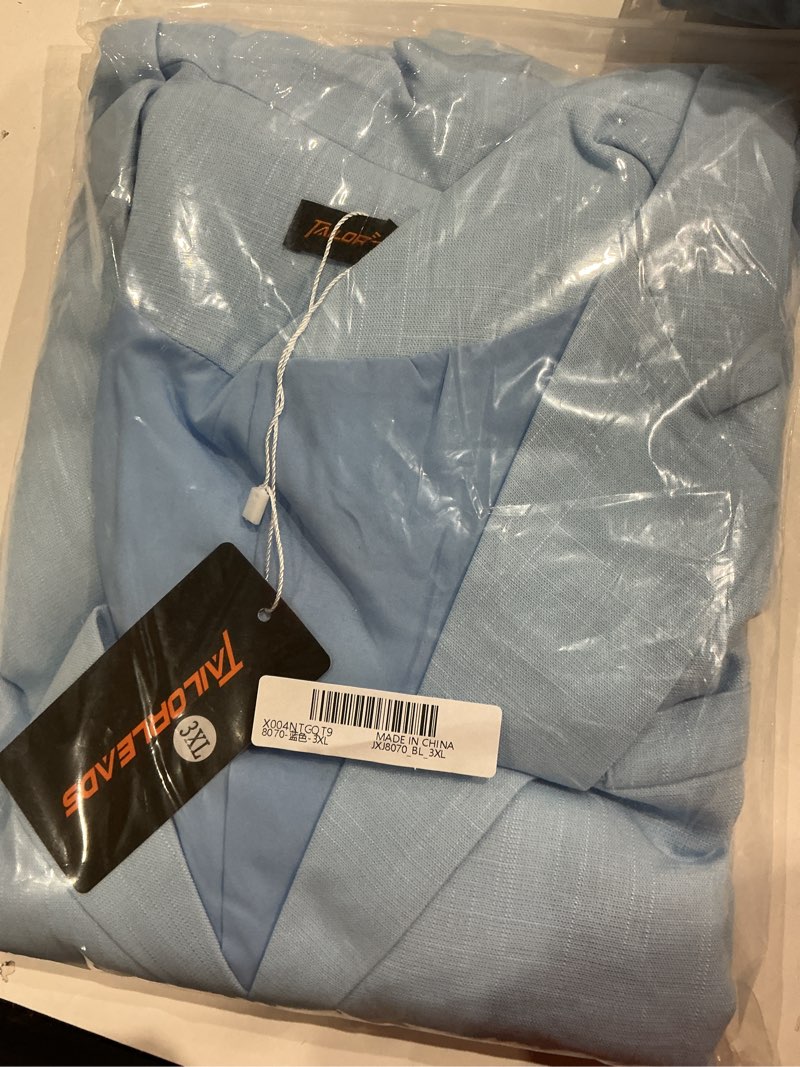 Condition photo showing New/Like New for corski men's casual blazer linen sport coat two button lightweight jackets business daily suit 3x-large blue
