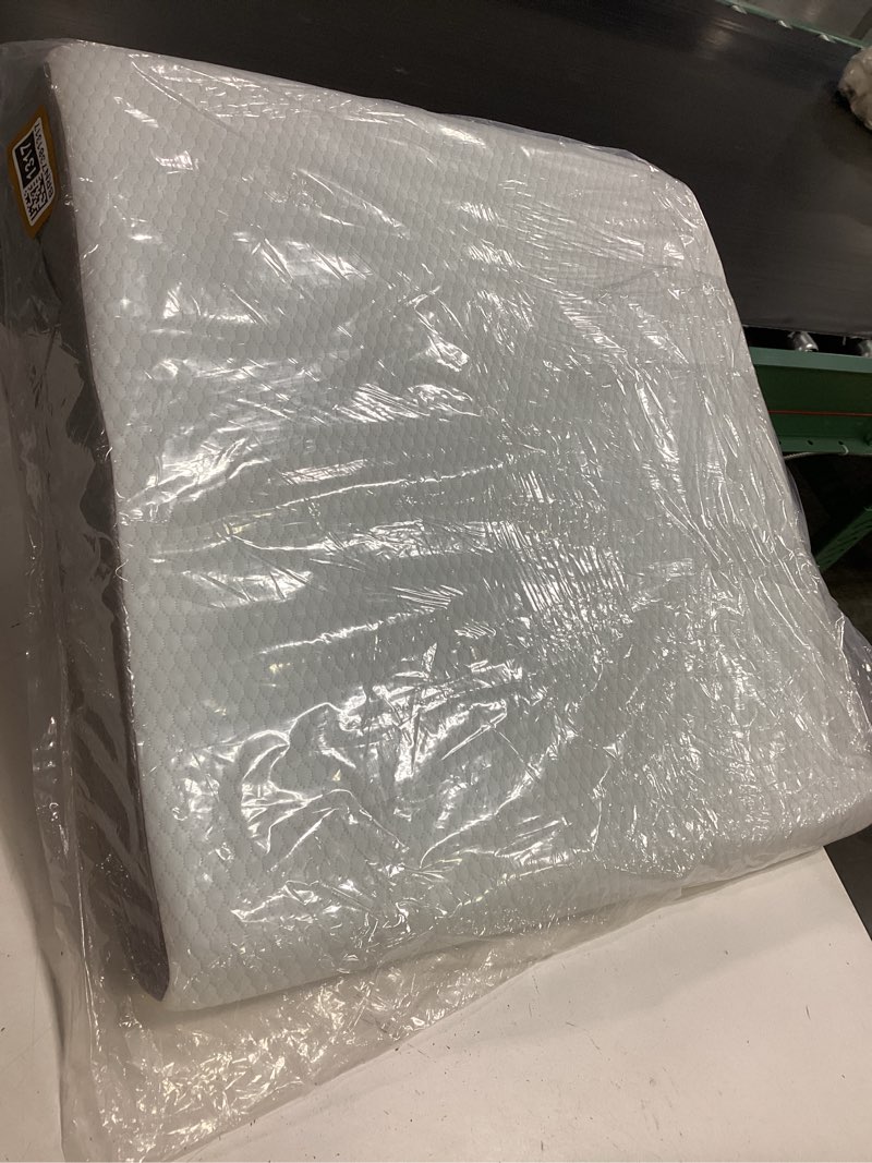 Condition photo showing Good Condition for wedge pillow, 12 inch bed wedge pillow for headboard, pillow wedge for acid reflux relief, sleeping, after surgery, snoring, gerd, triangle pillow wedge - cooling memory foam top, white/grey 24*24*12 inch white grey