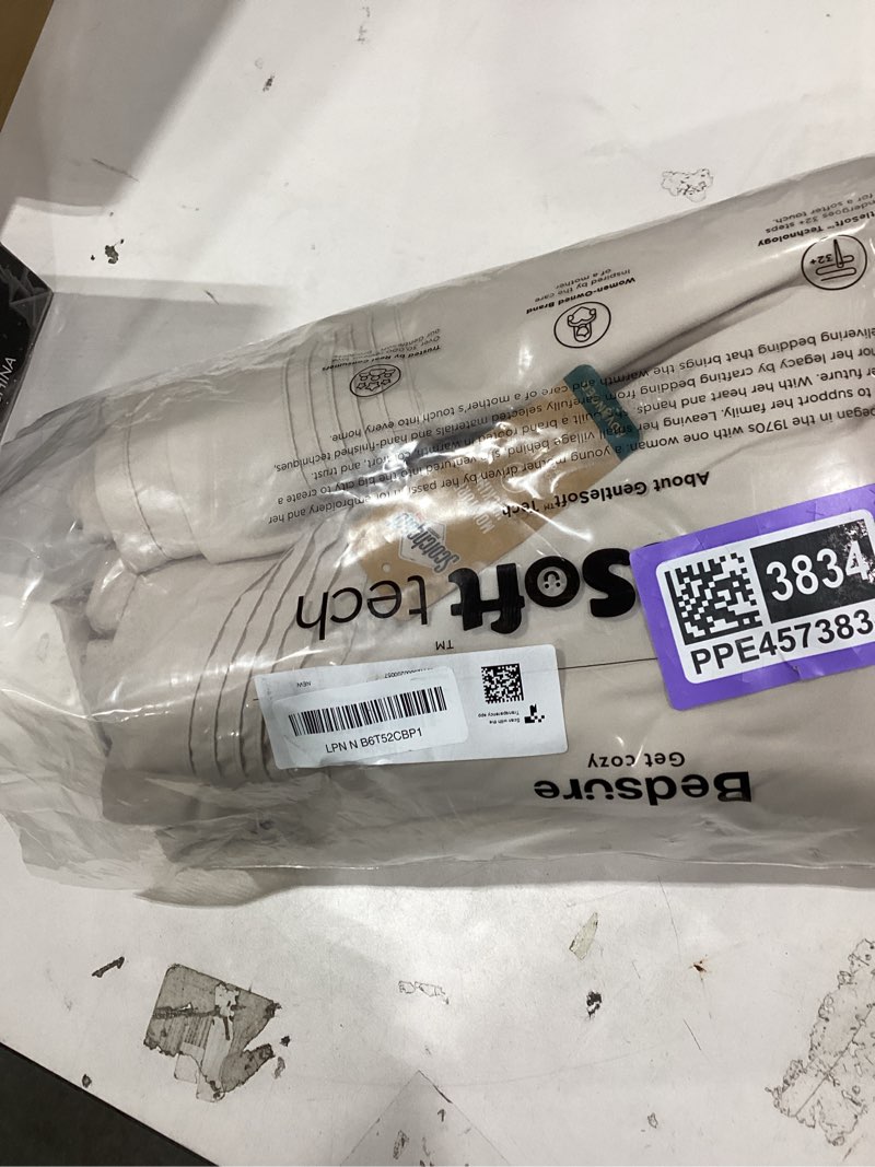 Condition photo showing New/Like New for Bedsure Deep Pocket King Sheet Set - Fits Mattresses Up to 21 Inches Thick - 4 Piece GentleSoft Bed Sheets, Moisture Wicking, Soft & Cooling Bedsheet & Pillowcases, Easy & Secure Fit, Linen 08 - Linen King