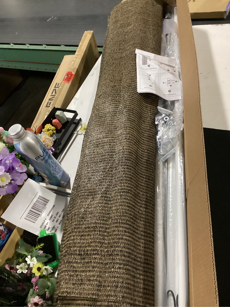 Condition photo showing Good Condition for kelixu patio shades roll up outdoor blind, 8' w x 8' h cordless sun shade privacy screen with 90% uv protection exterior roller shade cloth for porch pergola backyard windows balcony, mocha mocha 8' w x 8' h