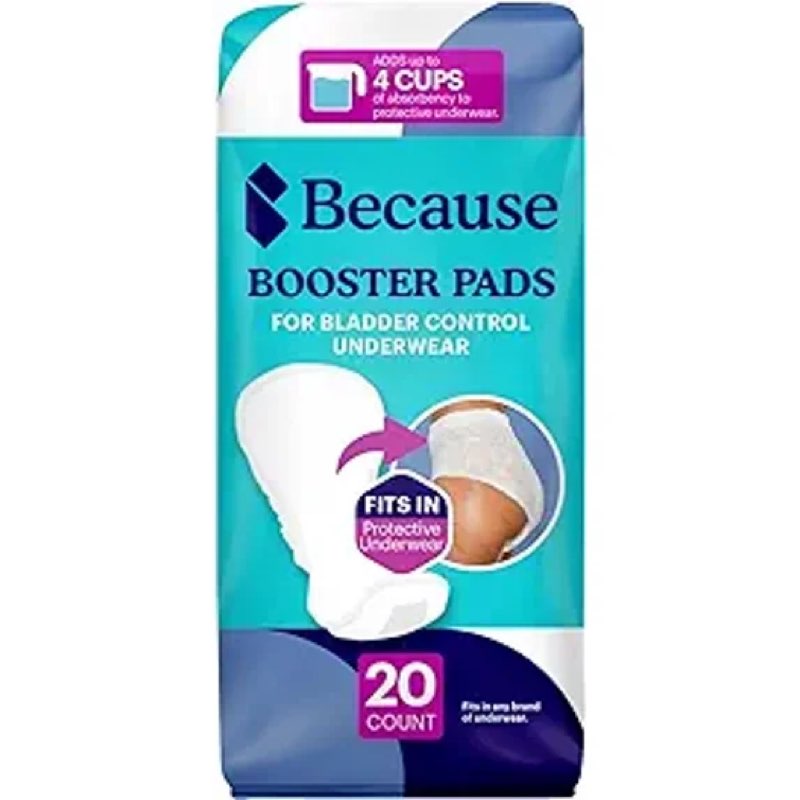 Because Premium Incontinence Boosters - Add Extra Absorbency to Adult Diapers - Super Absorbent, Soft, Contoured Fit - Unisex - 140 Boosters