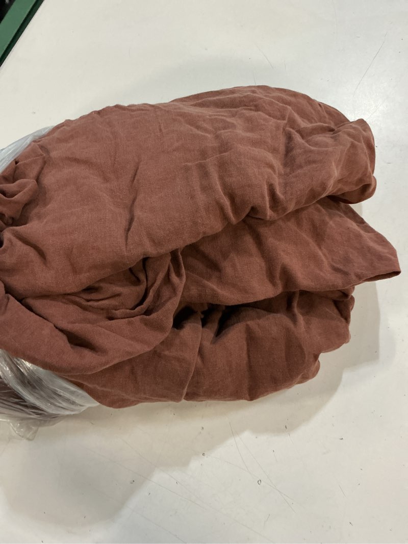 Condition photo showing As Is for ( incomplete ) european linen sheet set, king, bordeaux