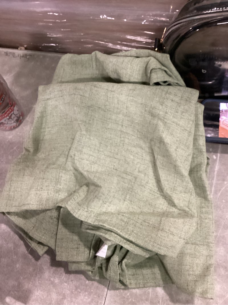 Condition photo showing Good Condition for miulee faux linen curtains 63 inch length 2 panels natural sage green semi sheer curtain with back tab rod pocket, light filtering window privacy burlap drapes for living room bedroom 42w x 63l 42"w x 63"l (pack of 2) sage green