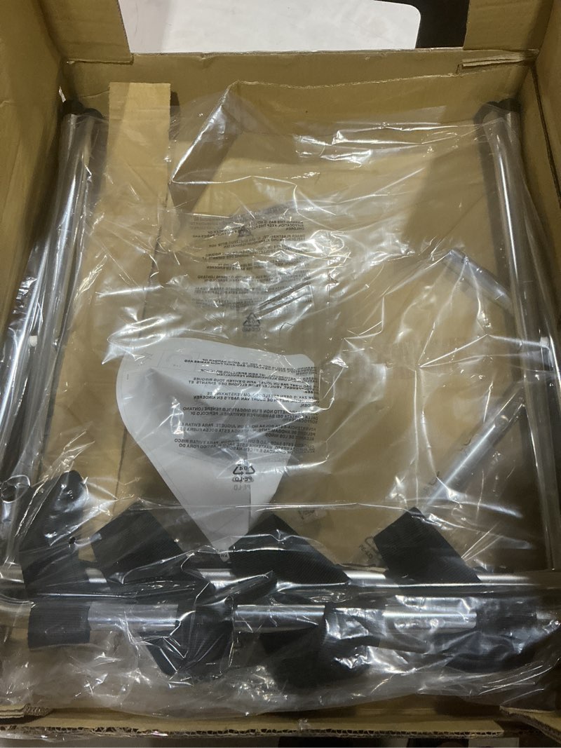 Condition photo showing As Is for kings brand furniture - chrome / black metal foldable high back luggage rack single shelf