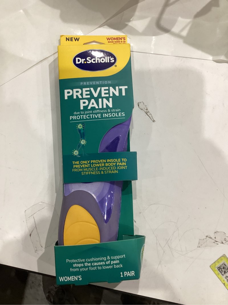Condition photo showing New/Like New for Dr. Scholl’s Prevent Pain Insoles for Women, Size 6-10, 1 Pair: The Only Proven Insole to Prevent Lower Body Pain - Arch Support Shoe Inserts for Women, Protect Against Lower Back, Knee and Foot Pain Trim to fit Womens 6-10 Prevent Pain Women's Shoe Insert