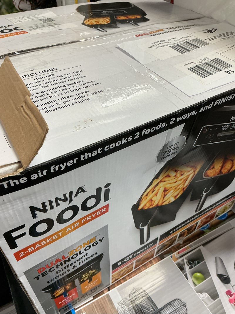 Condition photo showing Good Condition for ninja foodi 4-in-1 air fryer, 8-qt 2-basket dualzone flexbasket, dualzone technology, 4 functions, smart finish cook 2 foods 2 ways, dz100 black