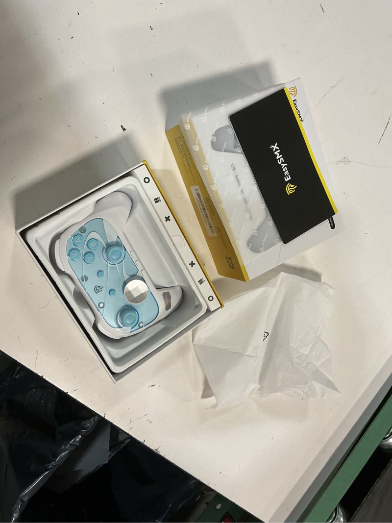 Condition photo showing As Is for easysmx s10 controller for switch 2/ switch/pc-one key wake-up, tmr anti-drift joystick, mechanical buttons, 6 axis gyro, bluetooth switch controller with rgb & swappable d-pad white blu